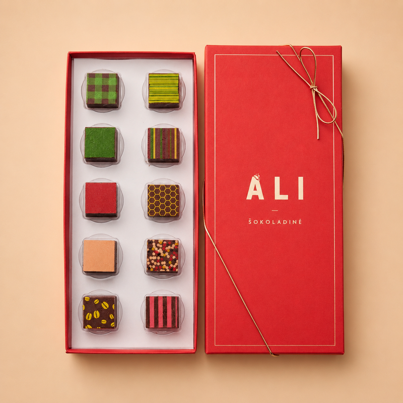 Saldainių Praline rinkinys, 10 vnt. ALI Šokoladinė